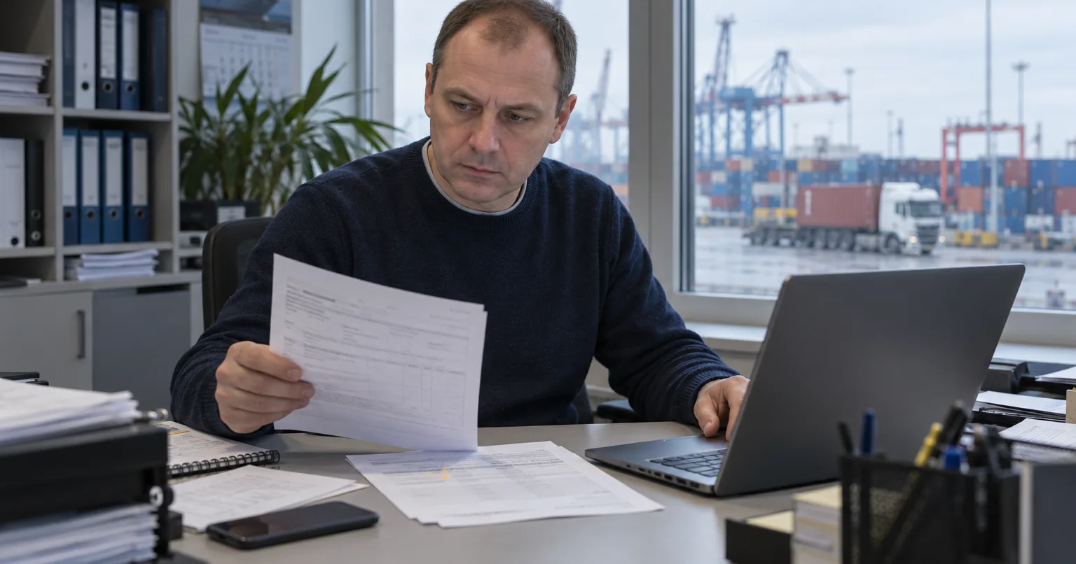 Illustration for AI in international logistics: emails, shipment details and discrepancies