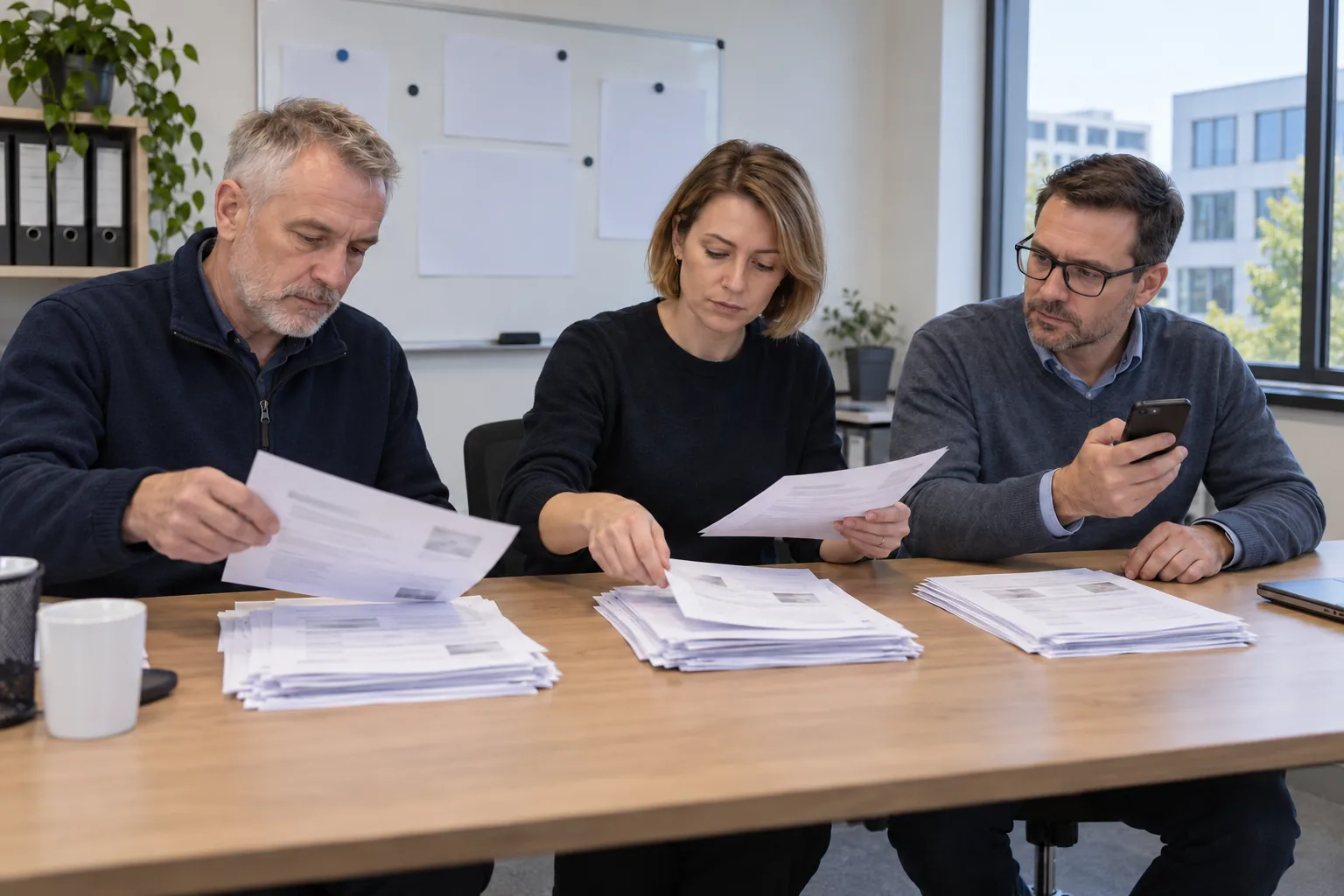 The team sorts verification emails for the pilot