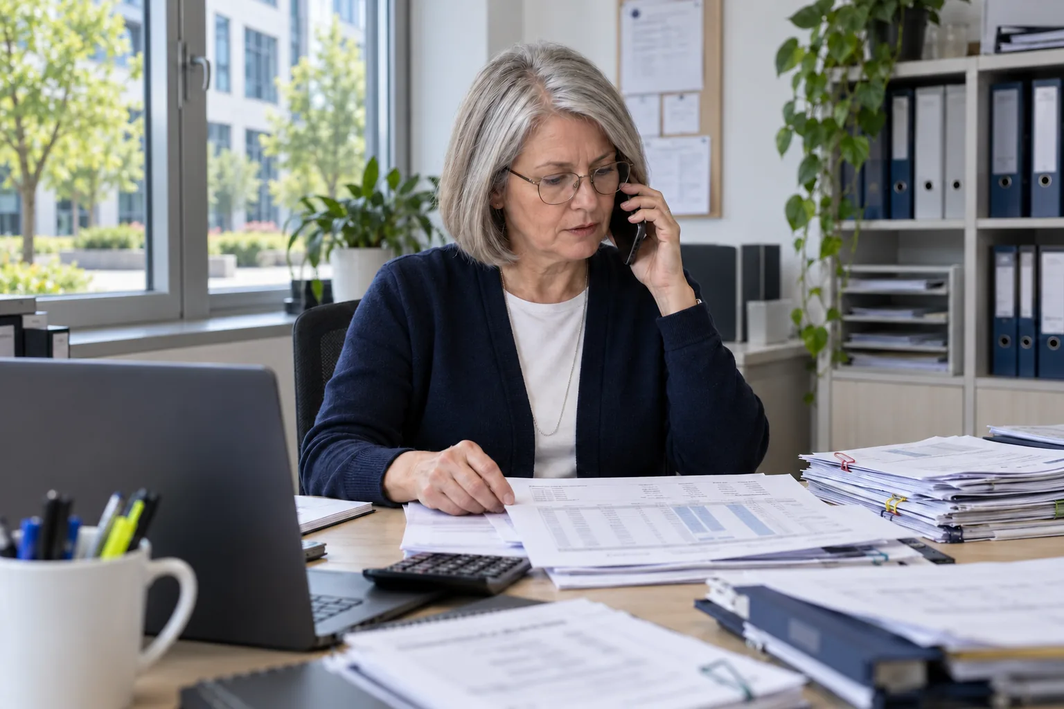 An accountant calls a client about an overdue invoice