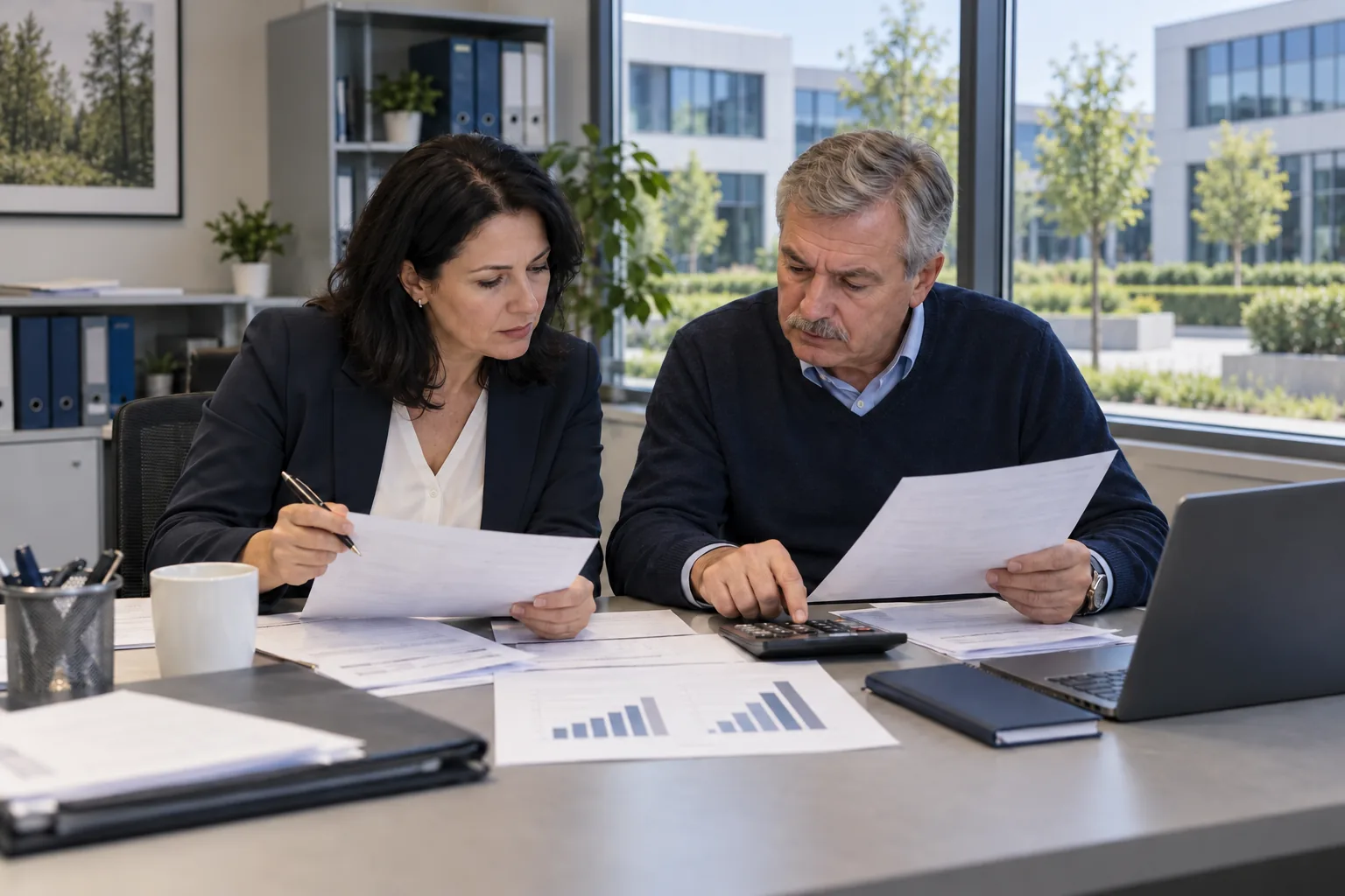 An owner and a finance director compare two budget options