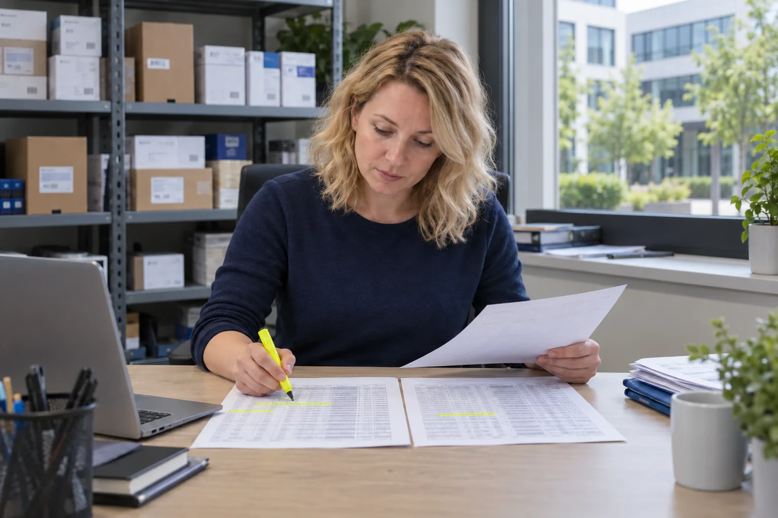An analyst matches records from two reference lists
