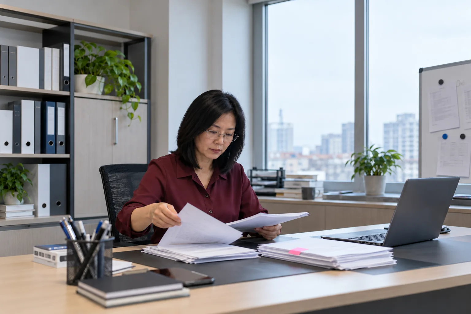 A manager selects documents that can be shown to a client