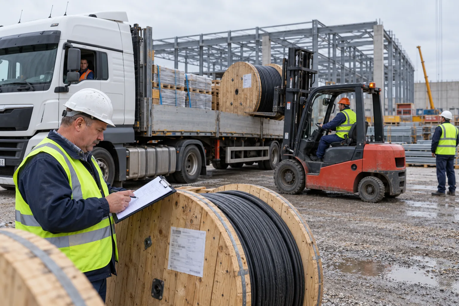 Editorial illustration: Material requests in construction: from site foreman to delivery
