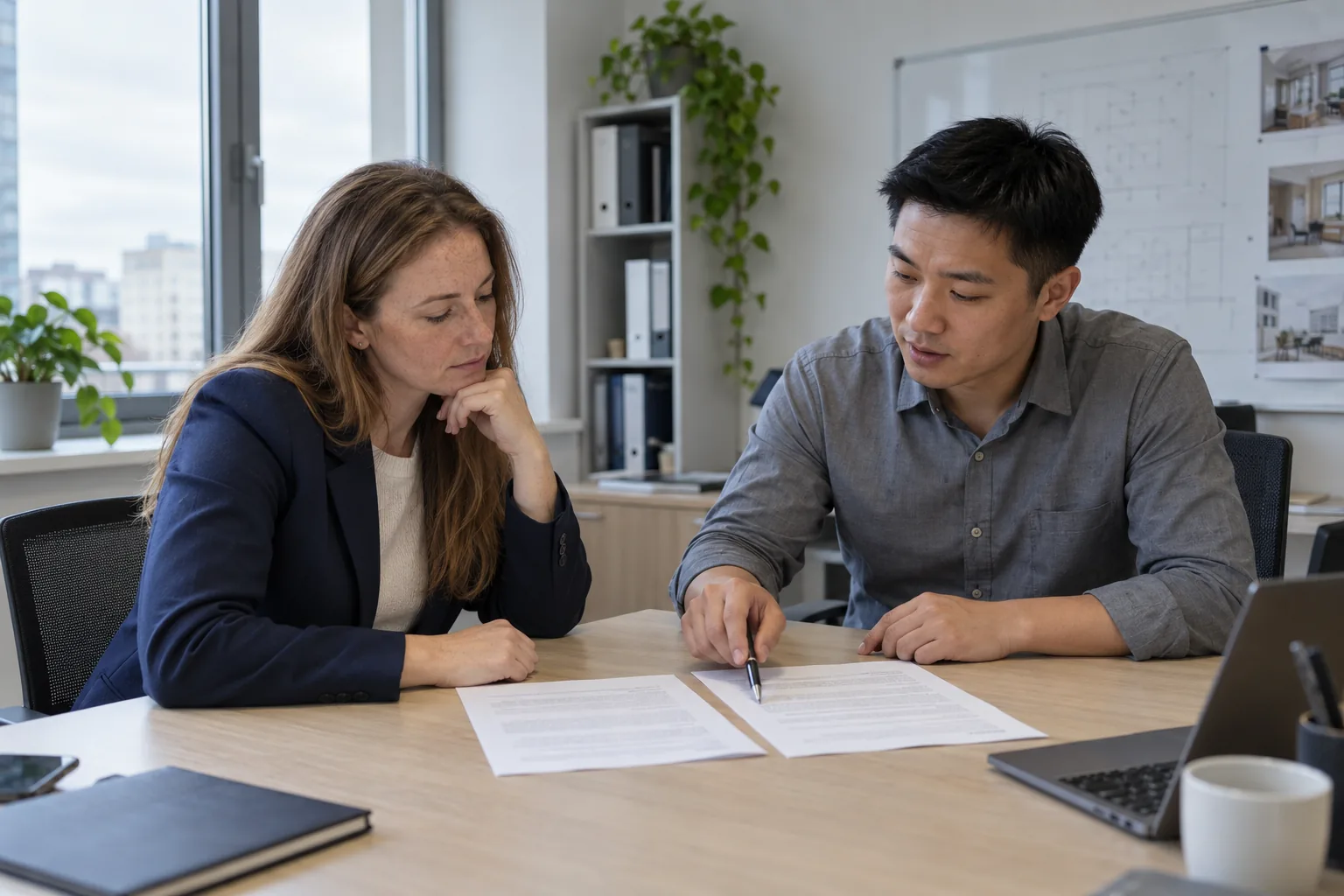 Client and manager comparing previous and new terms
